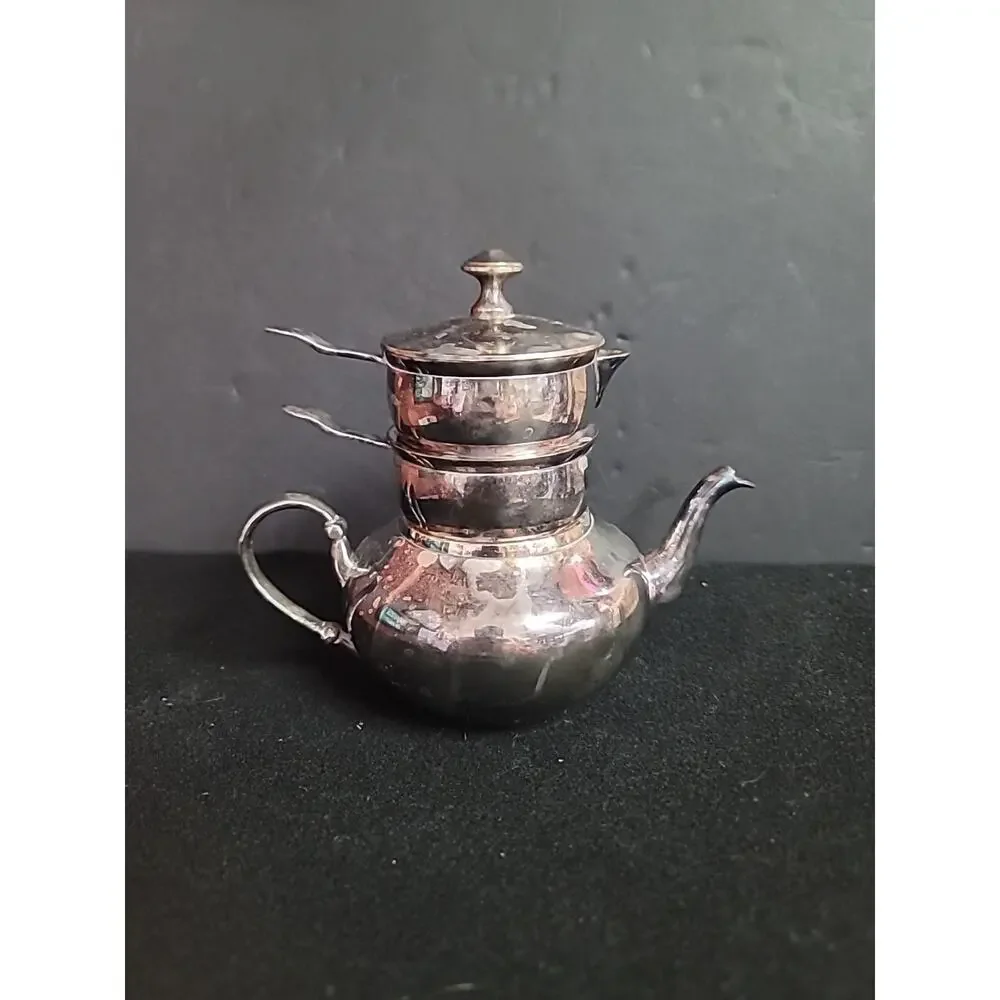 Restoration Hardware Raj Teapot British Empire Stacked SILVERPLATE